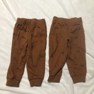 TWIN SET Matching Carter's Brown Bottoms Baby Clothes Construction 18 Month Used
